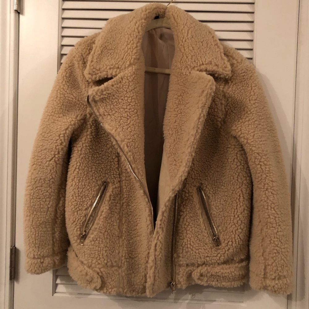 NWOT TEDDY BIKER JACKET